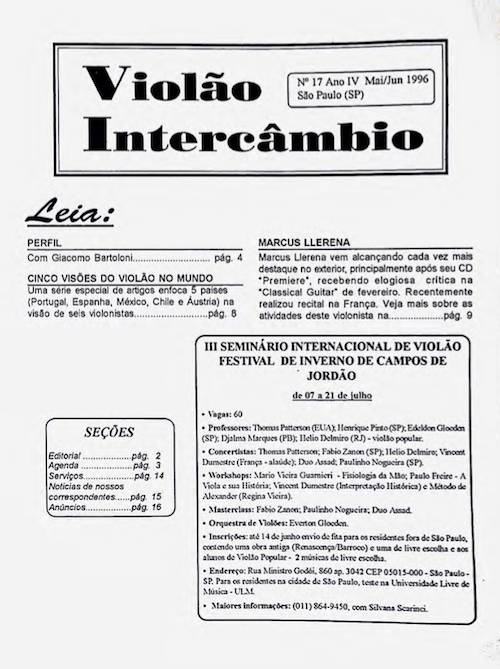 Revista Violão Intercâmbio - n 17 ano IV - mai/jun 1996