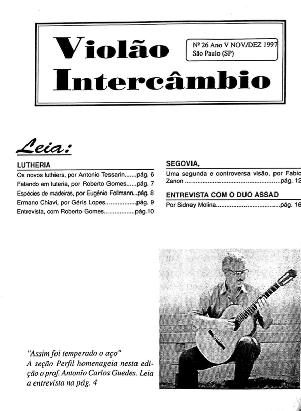 Revista Violão Intercâmbio - n 26 ano V - nov/dez 1997 