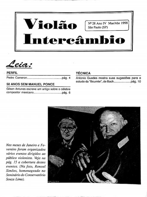 Revista Violão Interâmbio - n 28 ano VI mar/abr 1998