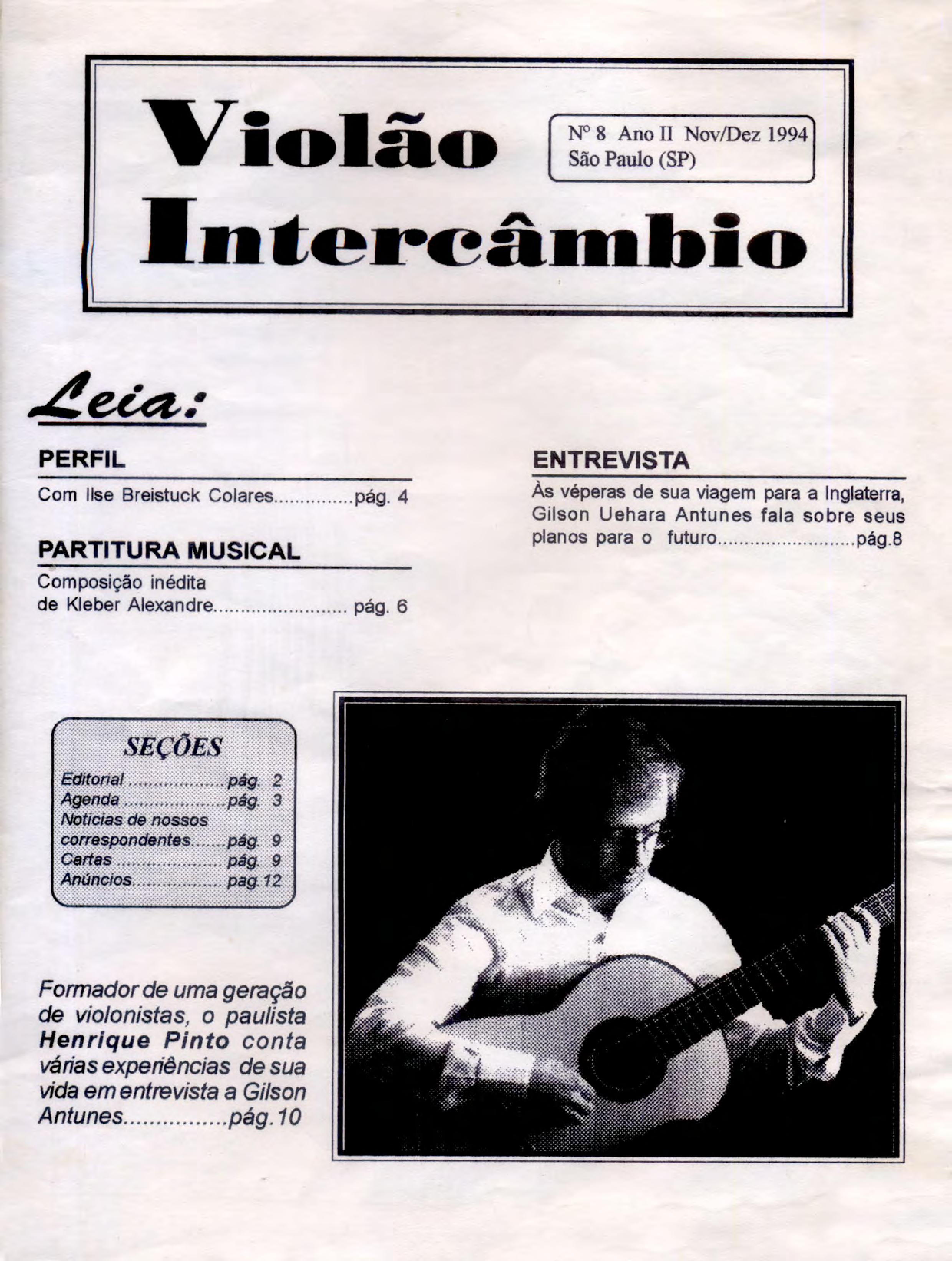 Revista Violão Intercâmbio - n 8 ano II - nov/dez 1994 