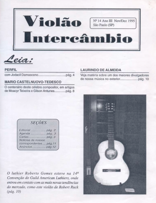 Revista Violão Intercâmbio - n 14 ano III - nov/dez 1995 