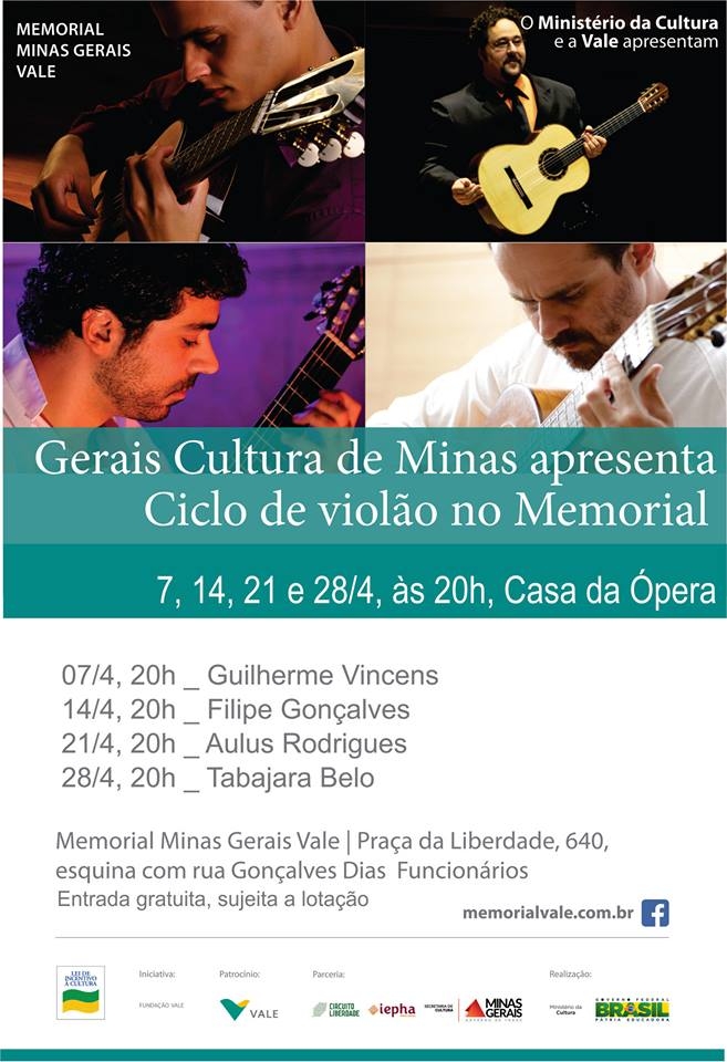 Ciclo de Violão promove recitais de 7 a 28 de abril em Belo Horizonte