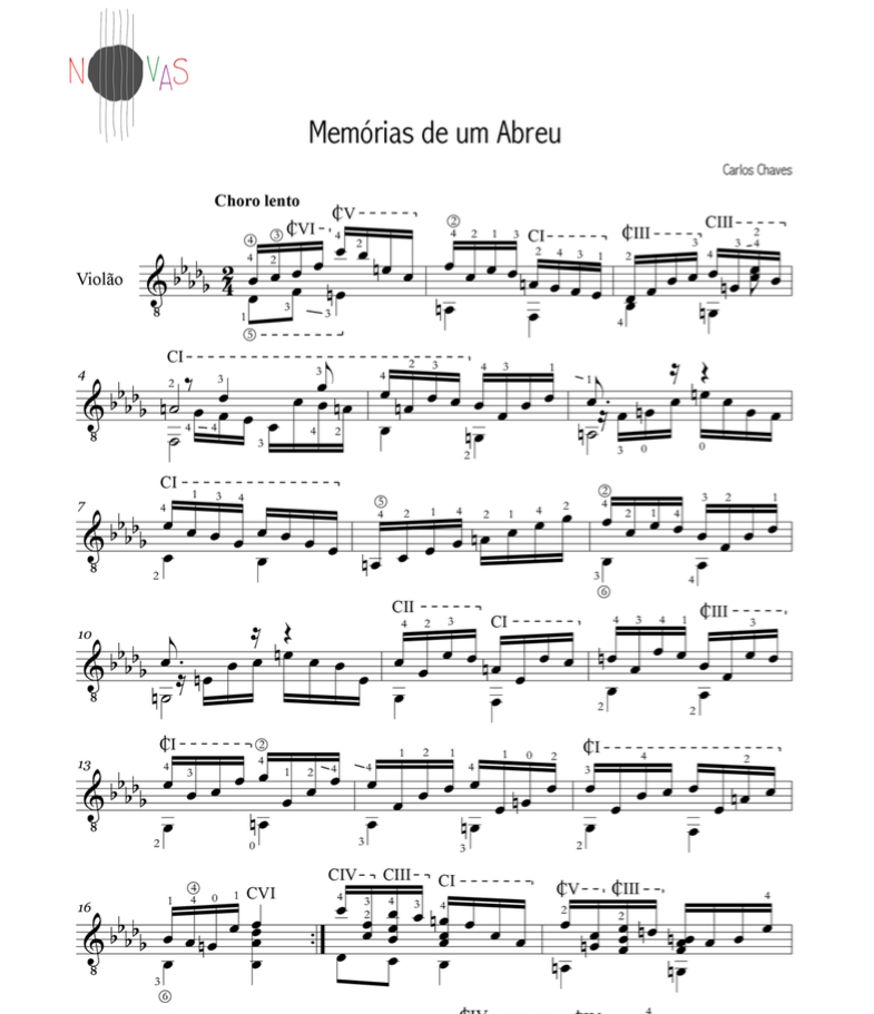 Memórias de um Abreu (Carlos Chaves) - Partitura violão solo 