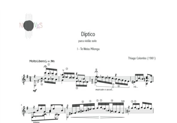 Díptico (Thiago Colombo) - partitura violão solo - música vencedora em segundo lugar do Concurso Novas 4