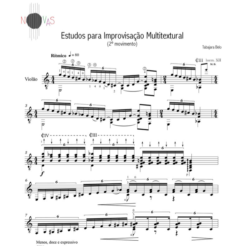 Estudos para Improvisação Multitextural (Tabajara Belo) - Partitura violão solo
