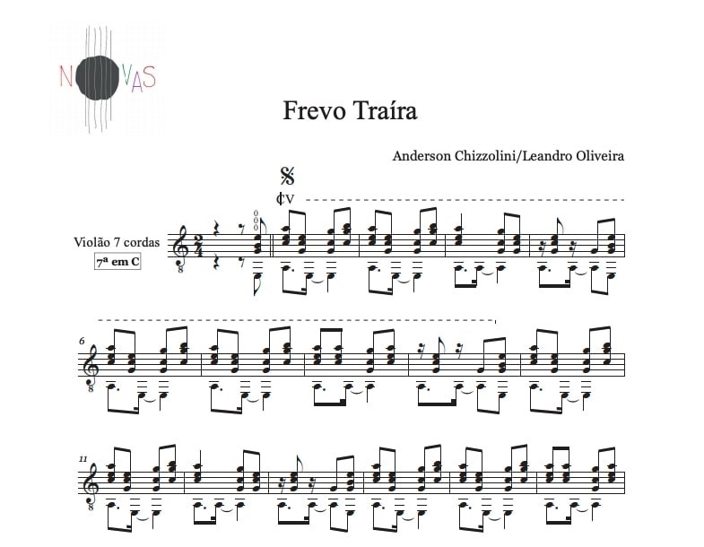 Frevo Traíra (Anderson Chizzolini / Leandro Oliveira) partitura violão solo