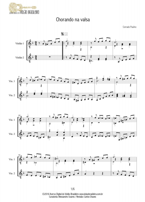 Chorando Na Valsa (Conrado Paulino) - Partitura para dois violões