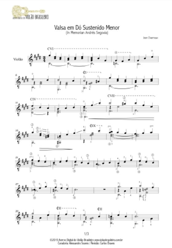 Valsa em Dó sustenido menor (Jean Charnaux) - Partitura violão solo