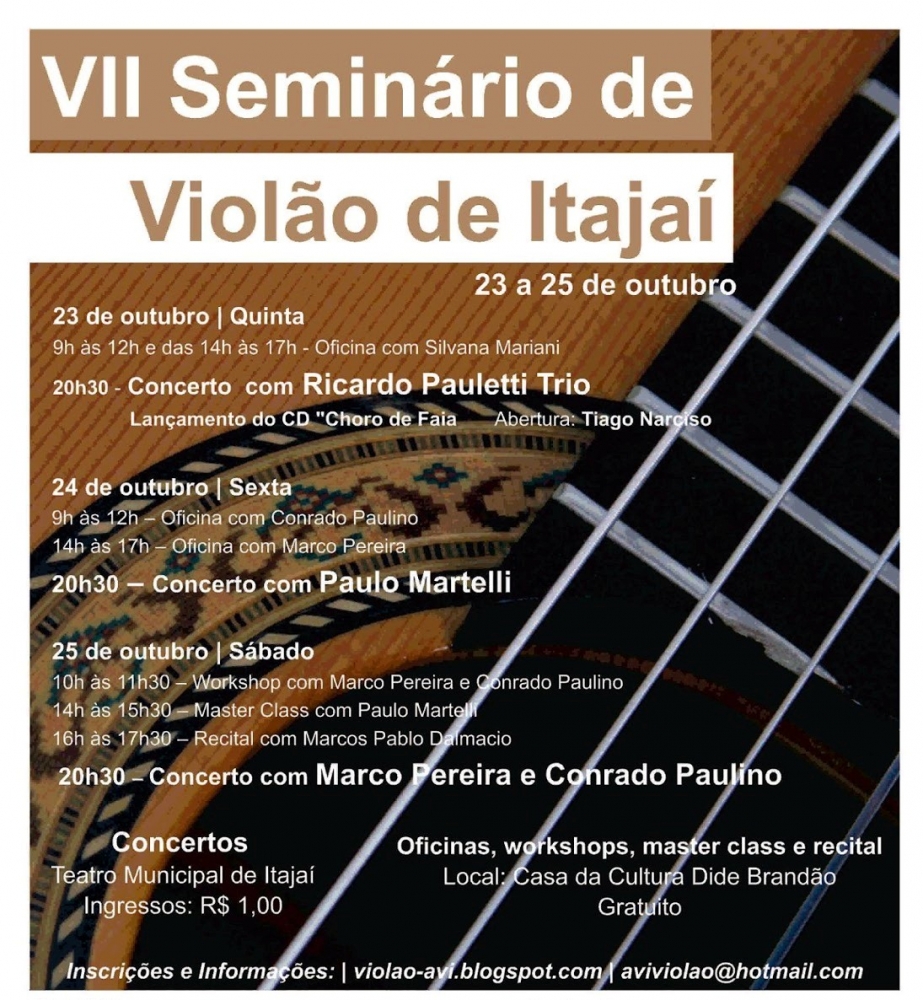 Seminário de Violão de Itajaí começa nesta quinta (23) 